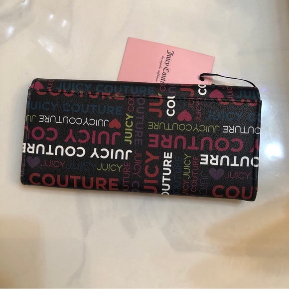 Juicy Couture Black Multi Faux Leather Glam Elongated Flap Wallet NWT - Picture 9 of 13